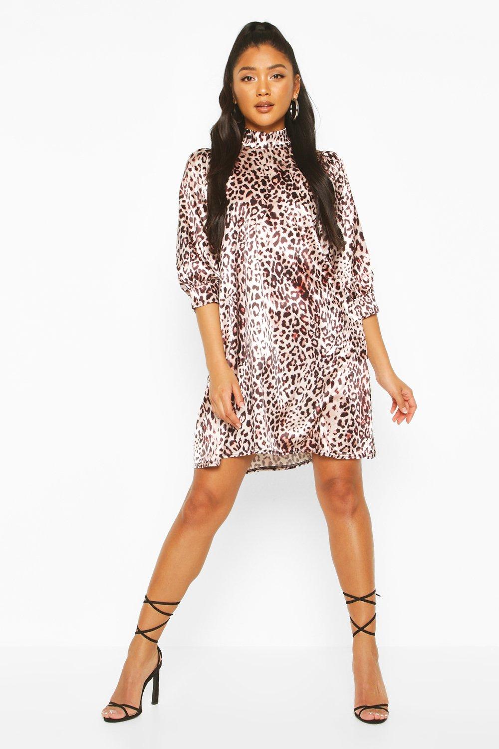 boohoo leopard print smock dress