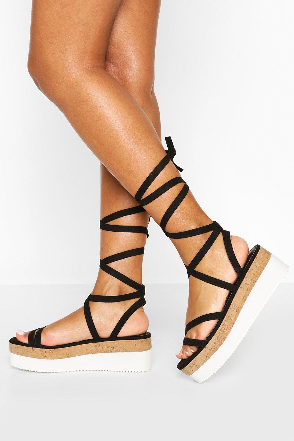 black strappy flatforms
