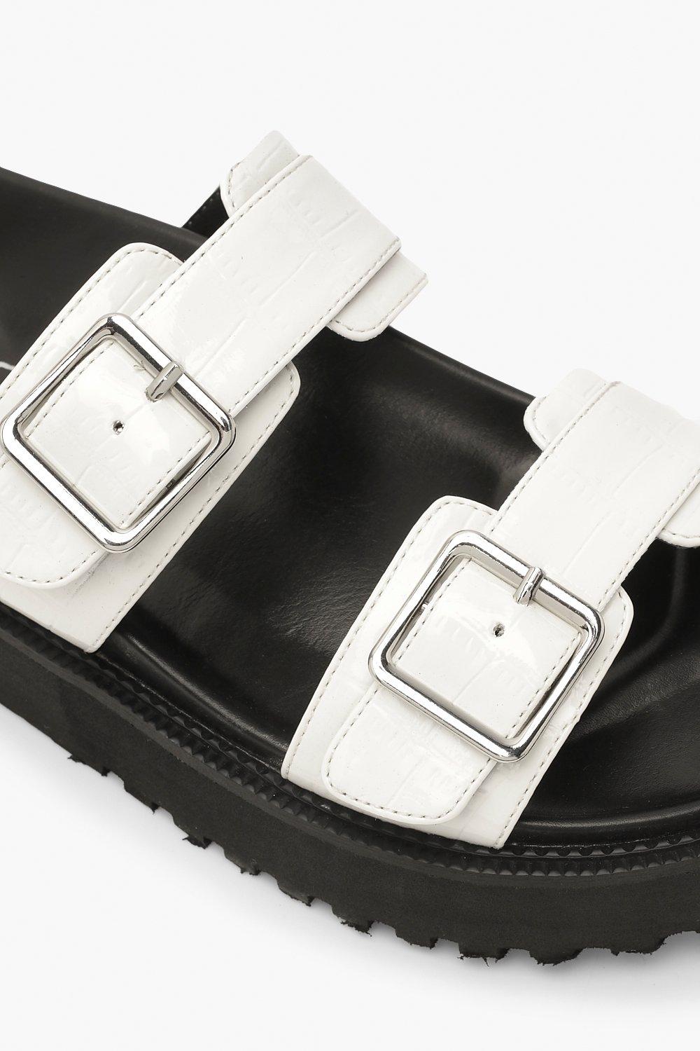 double strap footbed sliders