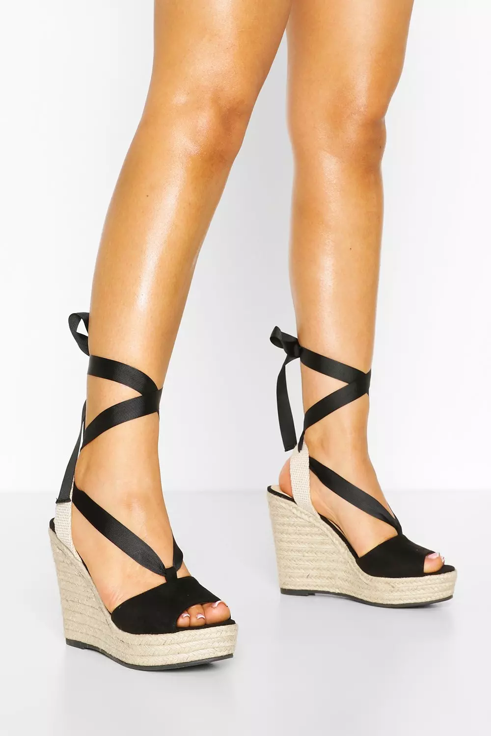 Peep toe espadrille wedges with ankle ties new arrivals