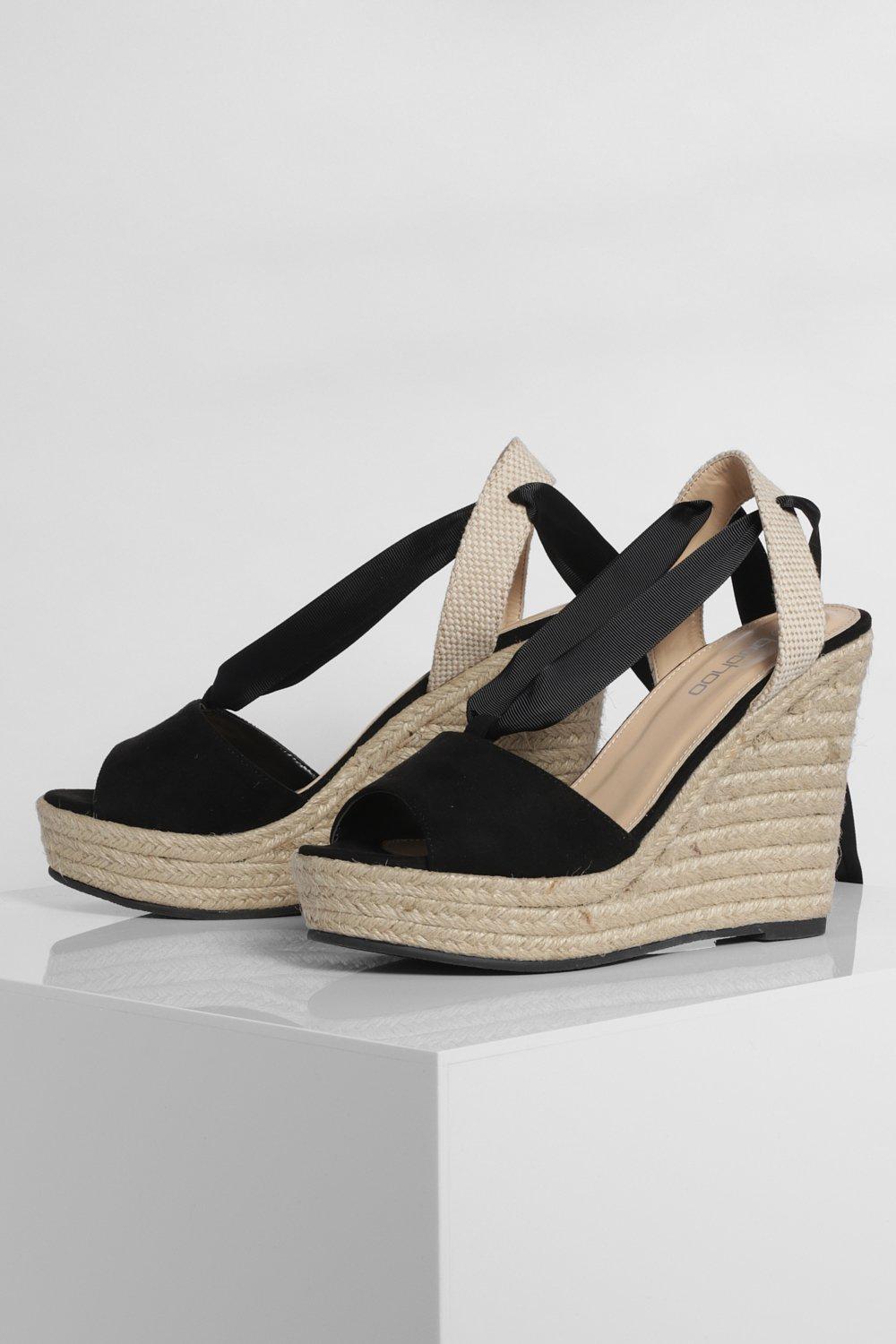 Peep toe espadrille wedges with ankle ties best sale