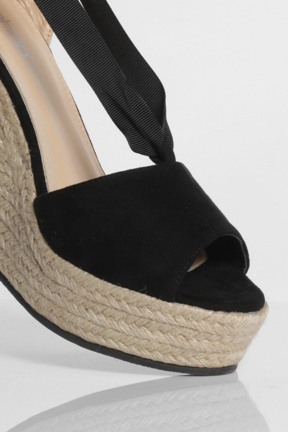 ankle wrap closed toe espadrille wedges