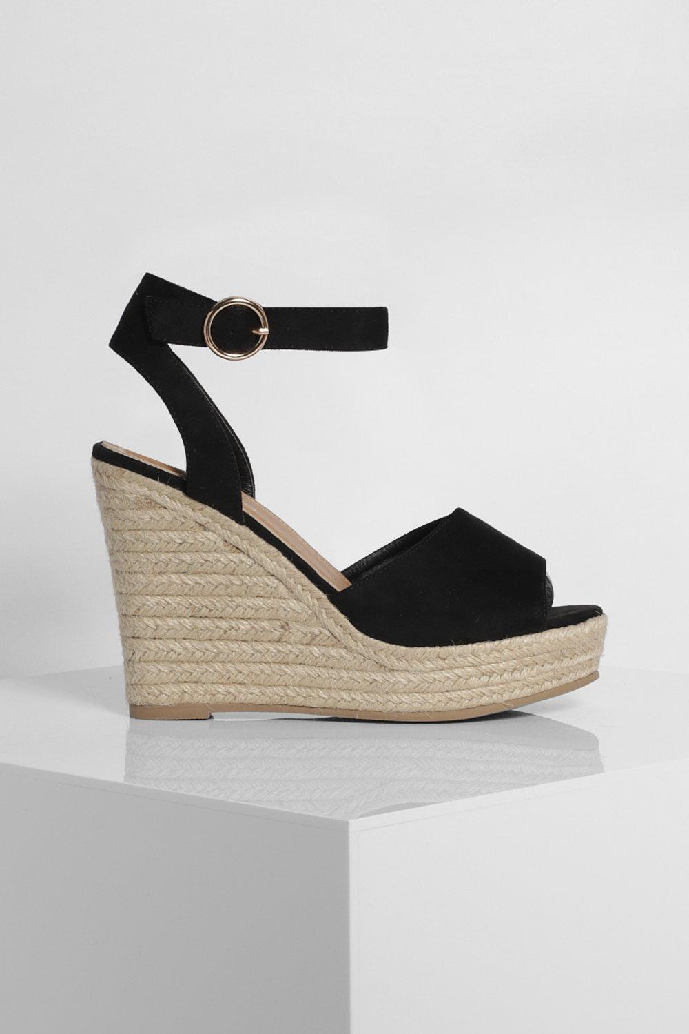 Womens black best sale peep toe wedges