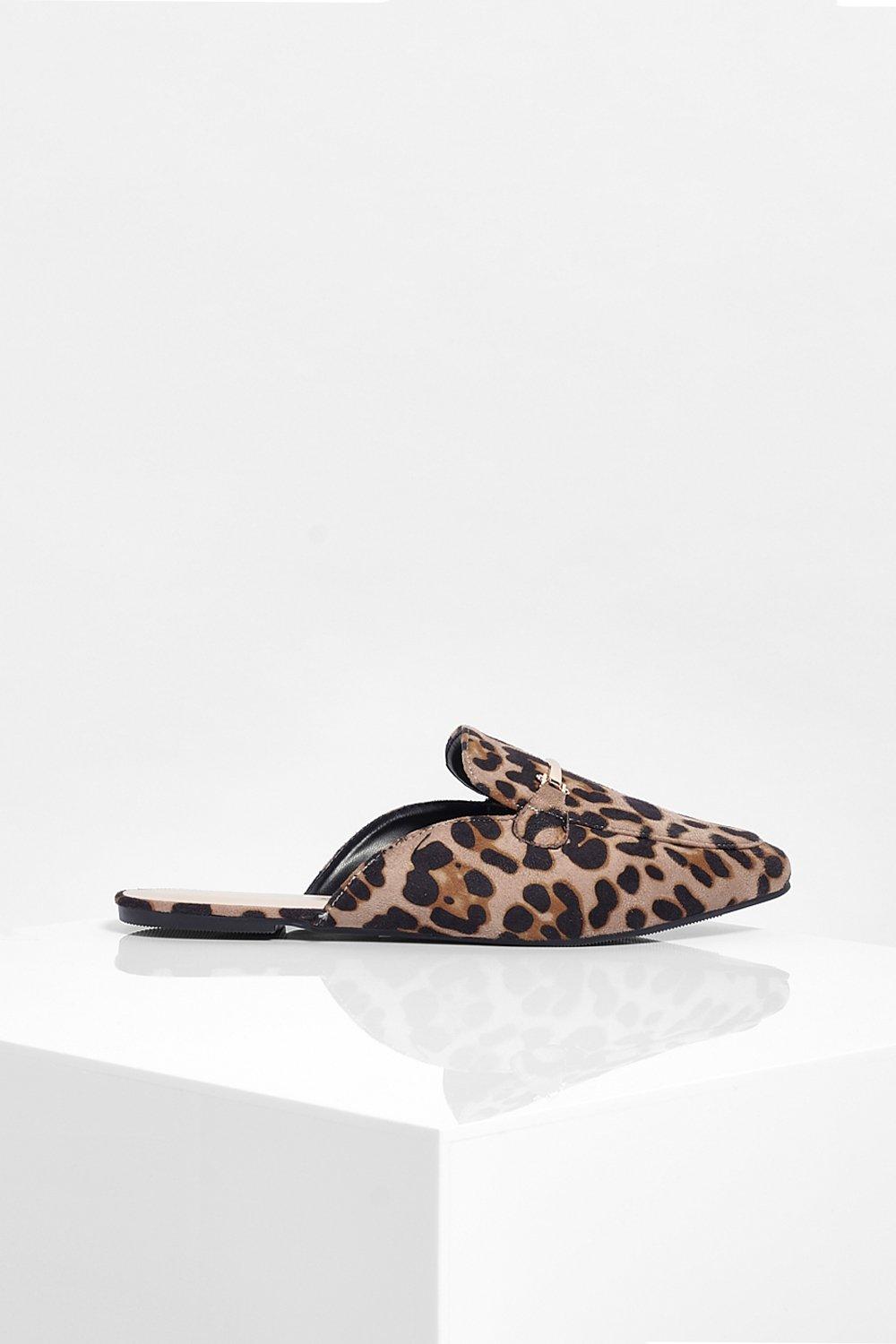 White hot sale leopard mules