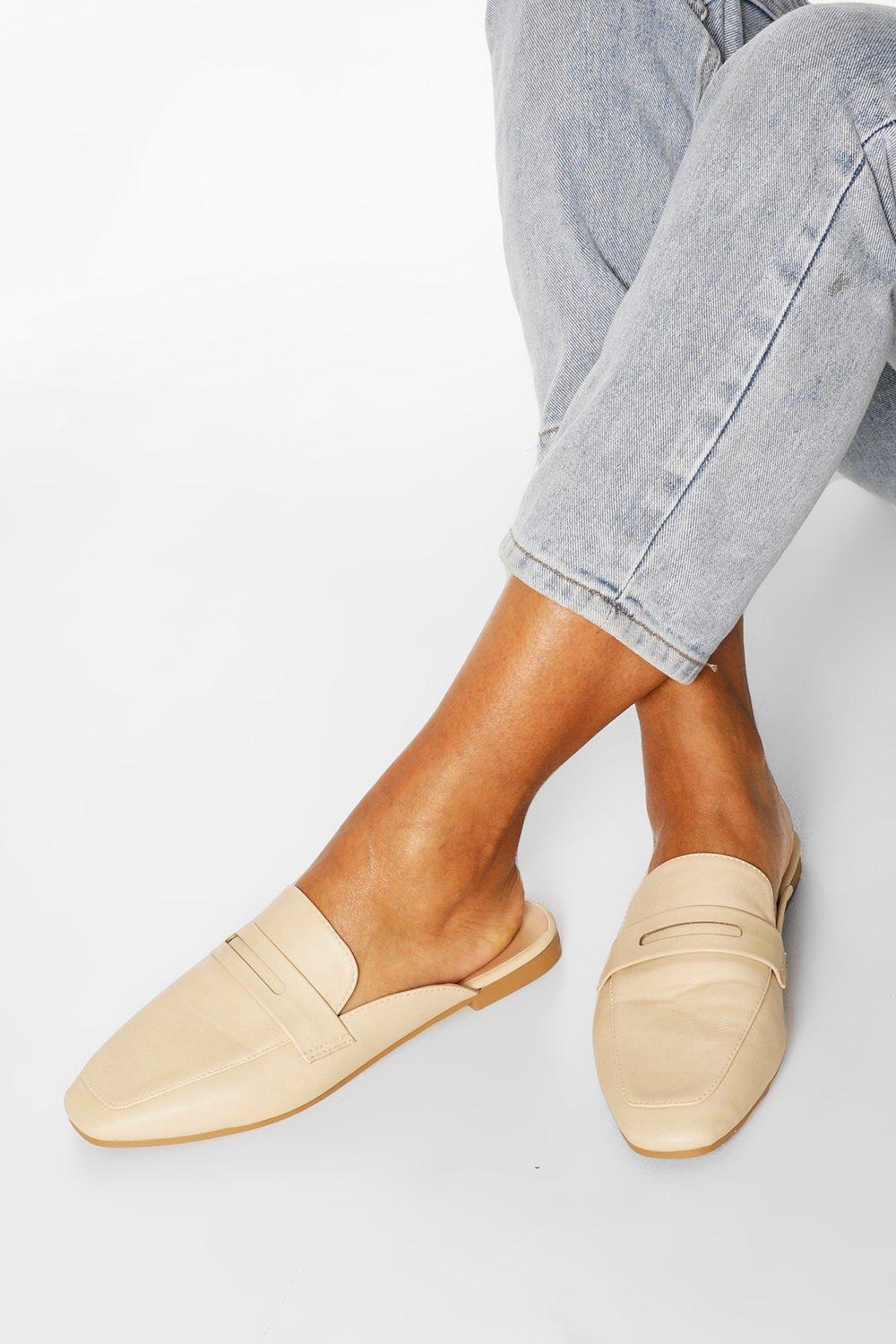 Square Toe Mule Loafers | Boohoo UK