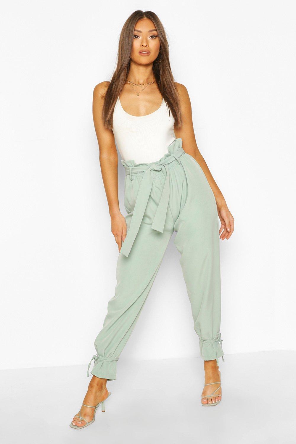 Slim fit sale paperbag trousers