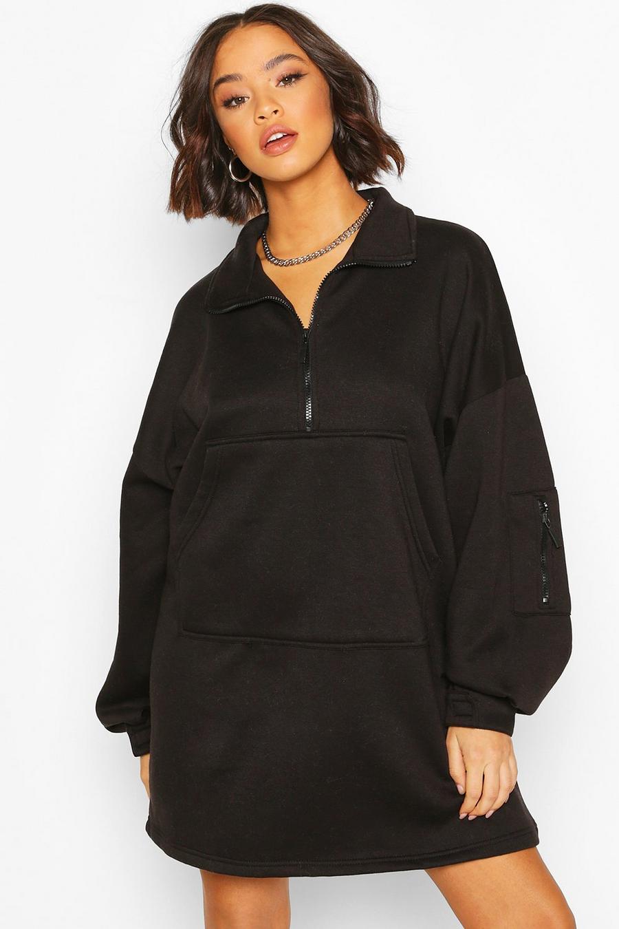 Fleece Zip Front Oversized Sweatshirt Dress image number 1