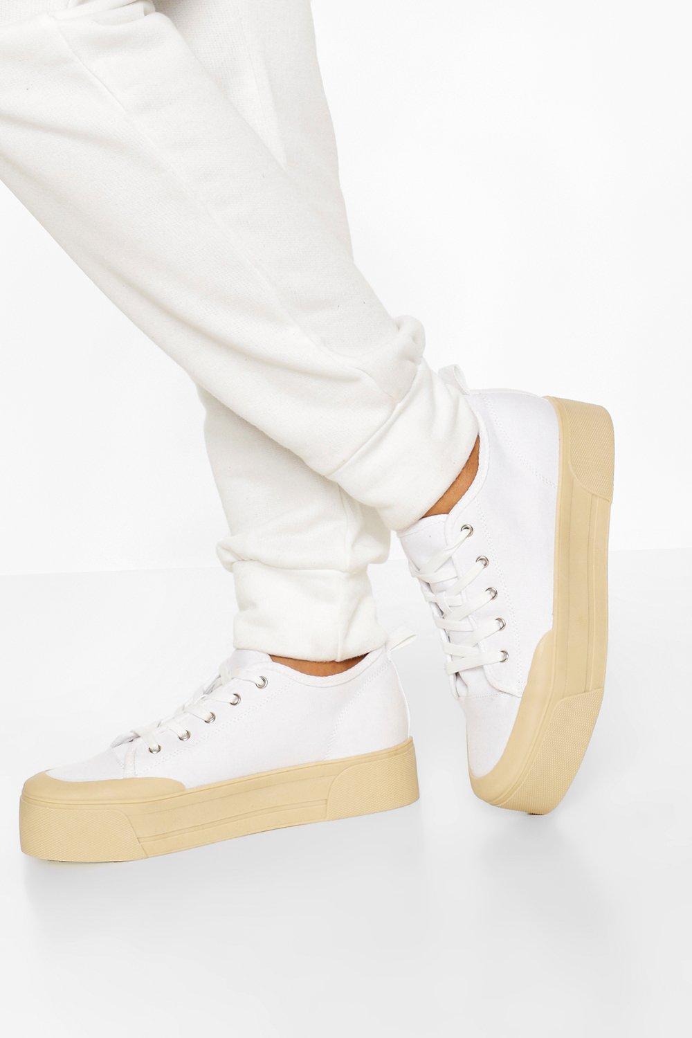 platform white canvas sneakers