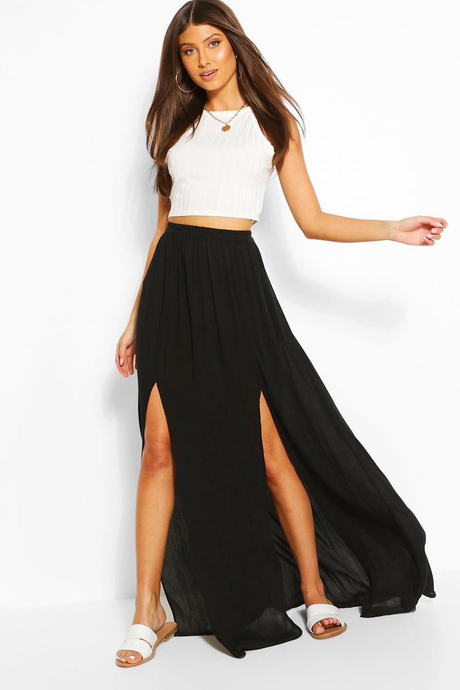 Black Cheesecloth Maxi Skirt image number 1