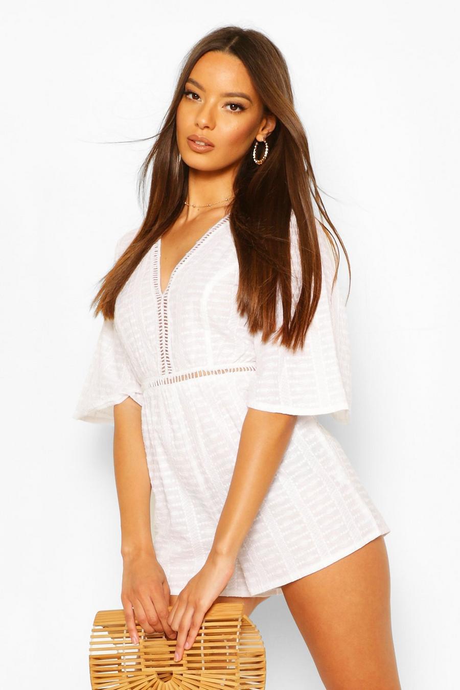 Embroidered Flute Sleeve Playsuit image number 1