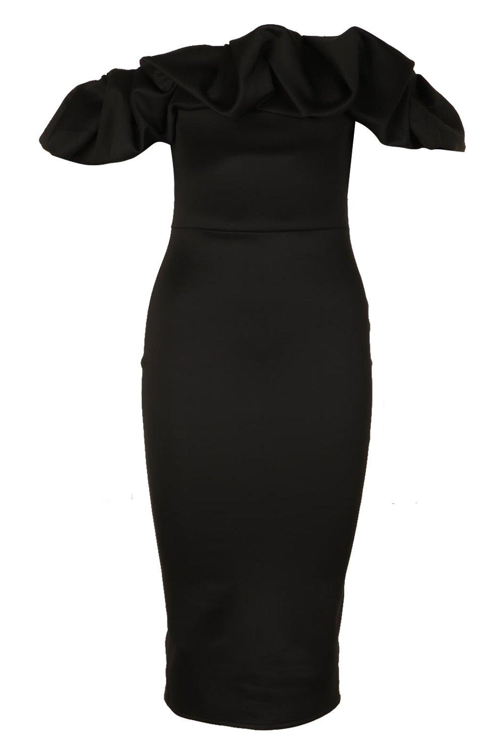 boohoo black bardot dress