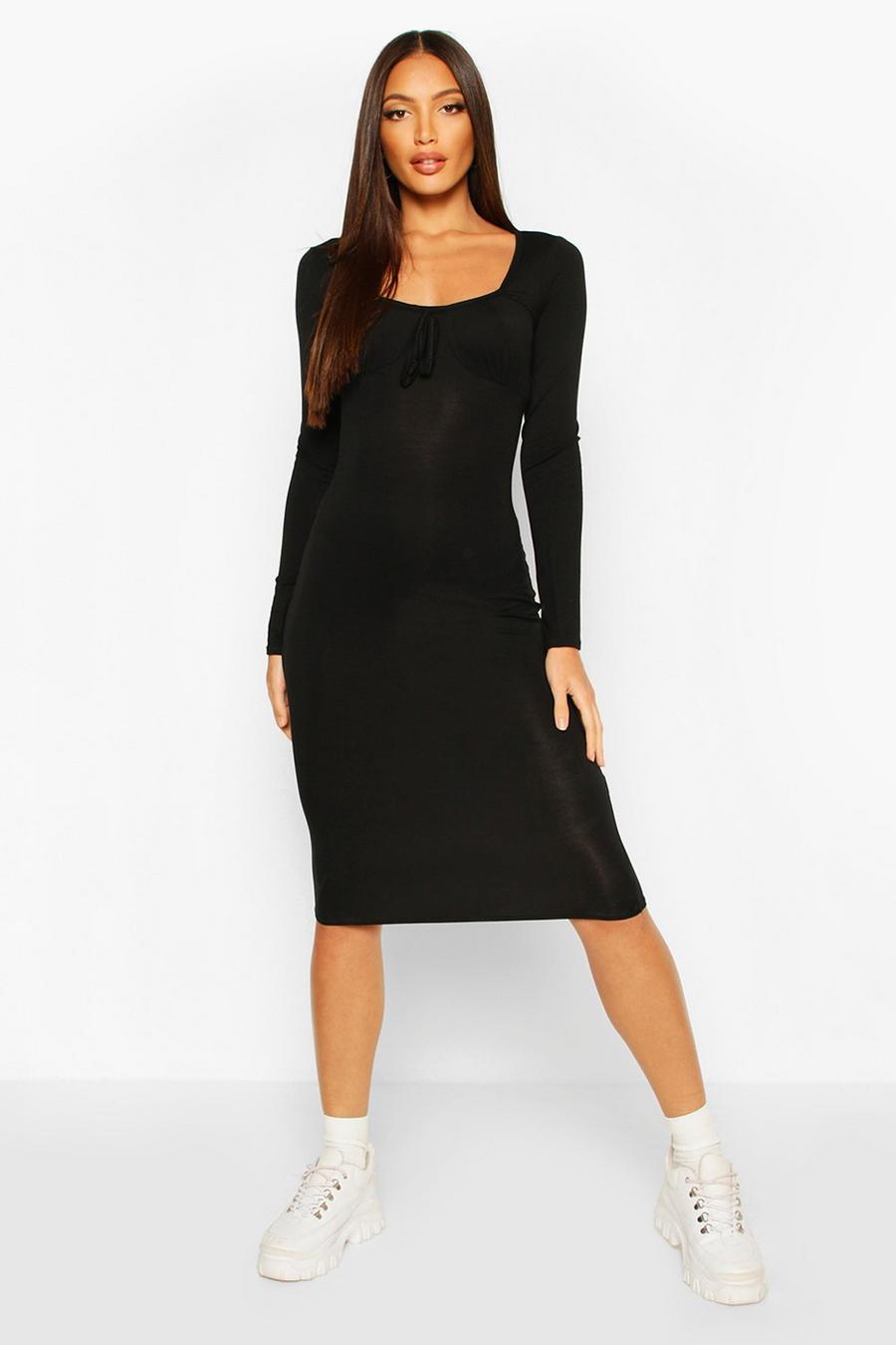 Long Sleeve Ruched Bust Jersey Midi Dress image number 1