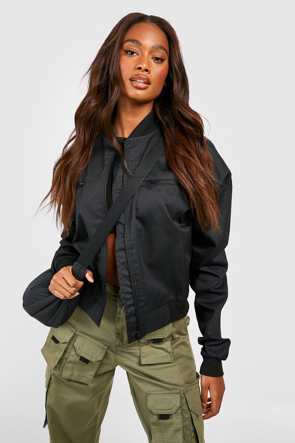 Woven Zip Detail Bomber Jacket boohoo NO