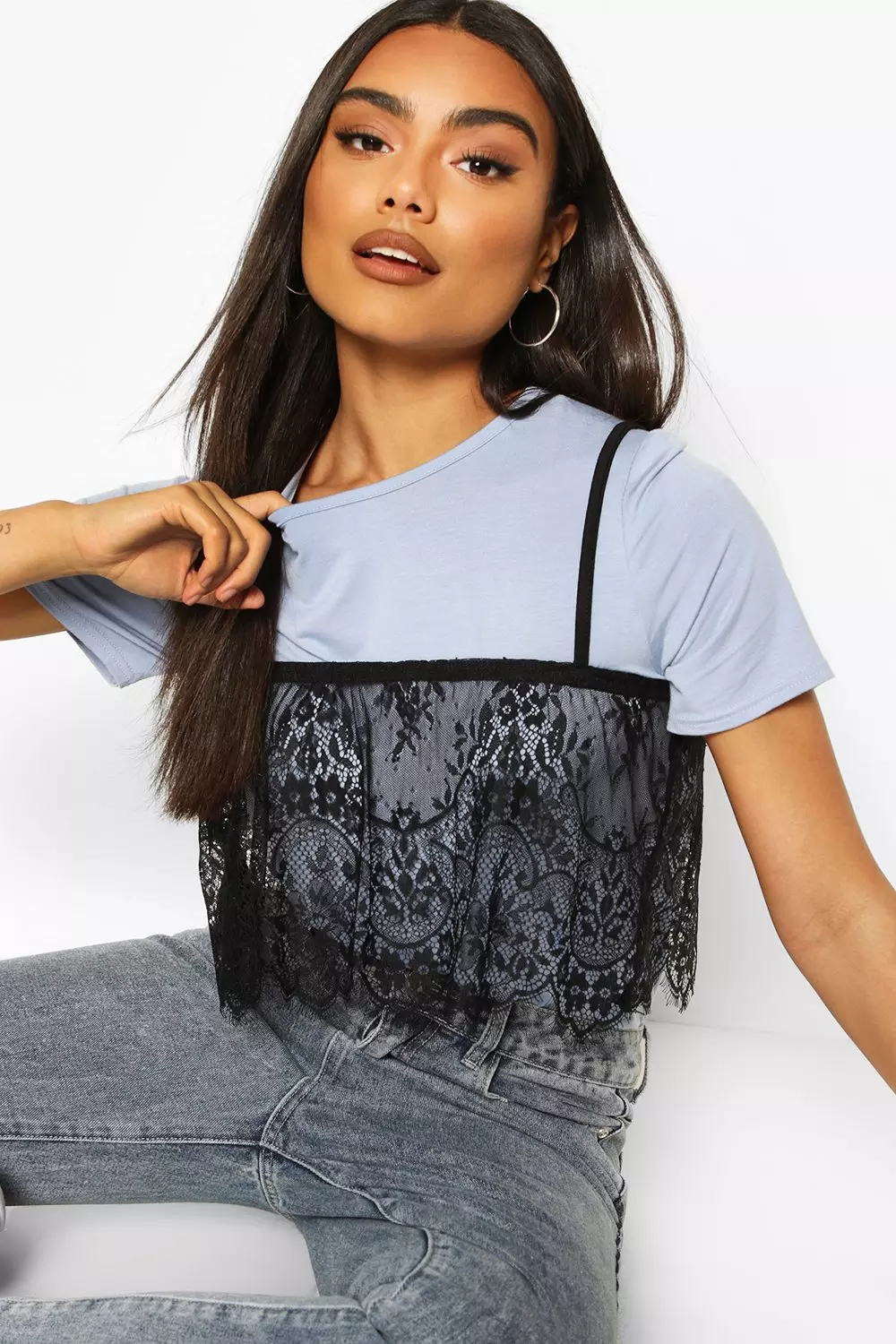 lace cami over t shirt