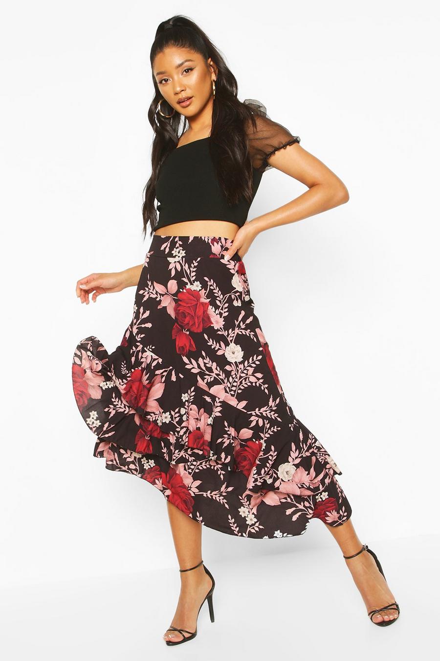Floral Layered Midi Skirt image number 1