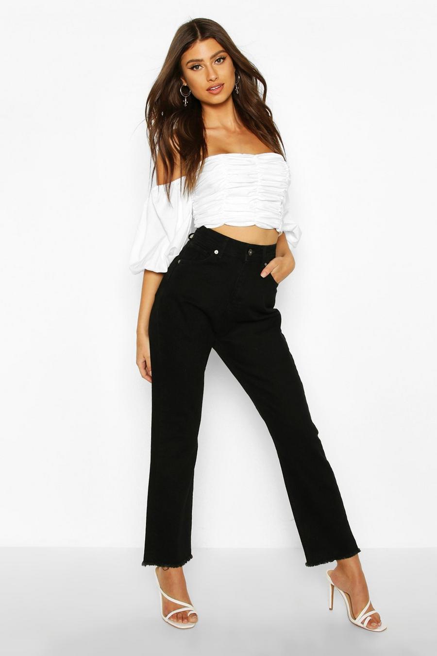 Black High Rise Straight Leg Jeans image number 1