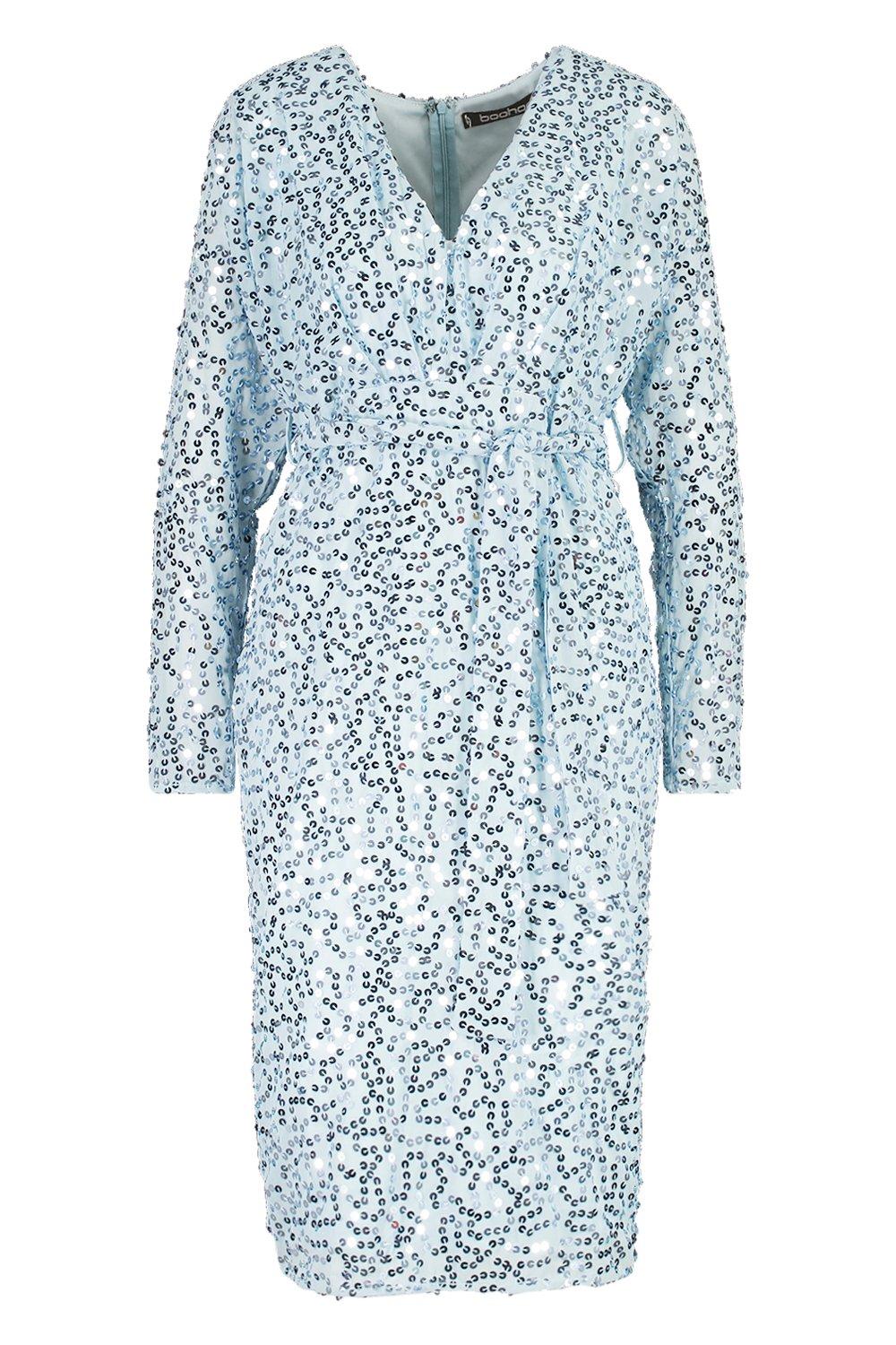 boohoo blue sequin dress