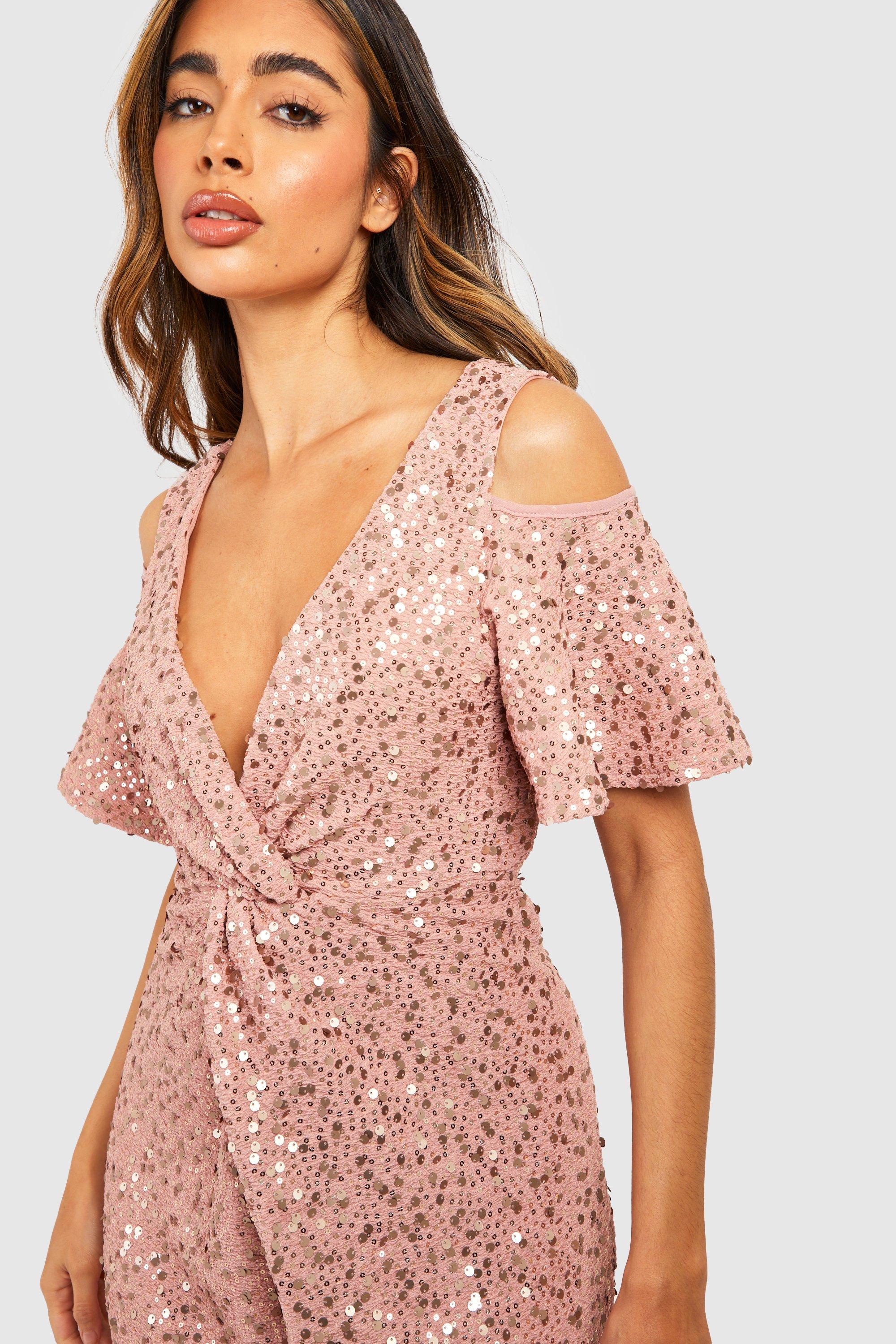 Sequin knot hot sale front dress