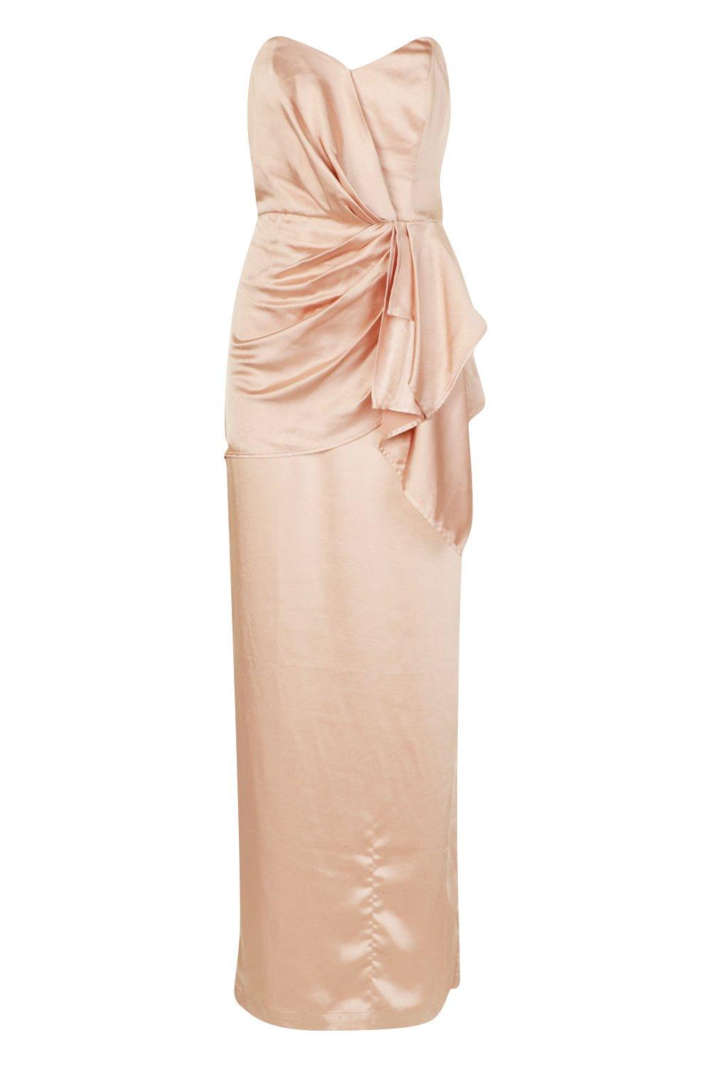 satin pleated maxi dress