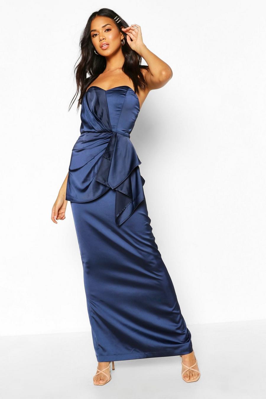 Bridesmaid Occasion Satin Pleated Maxi Dress image number 1