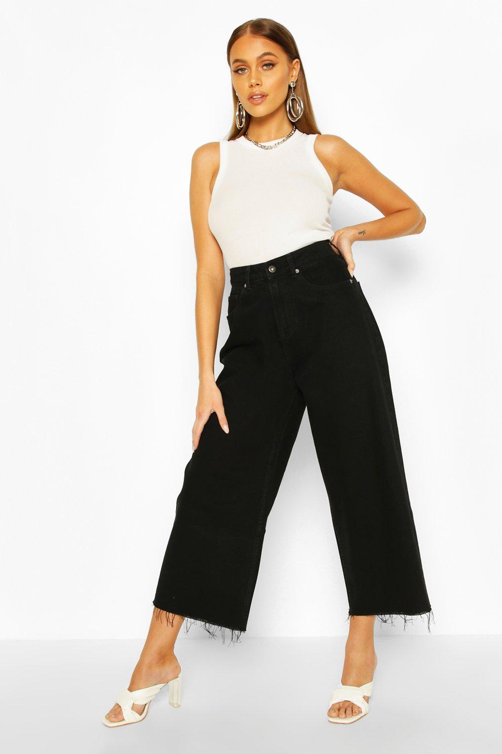 black high rise wide leg jeans