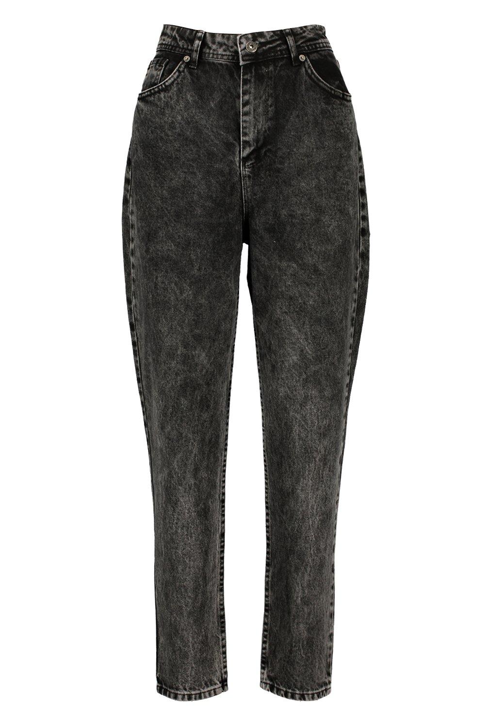 acid wash black mom jeans