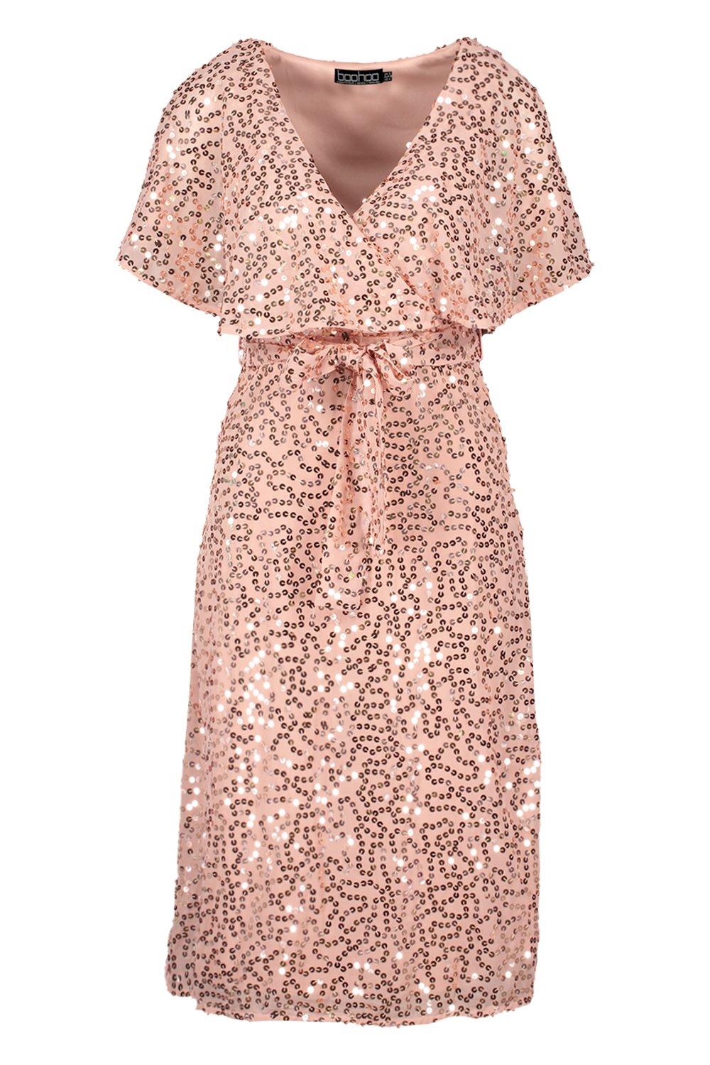 boohoo pink sequin dress