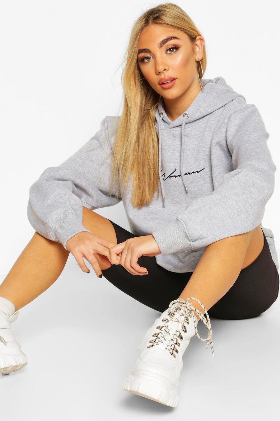 Grey marl Woman Signature Oversize hoodie image number 1