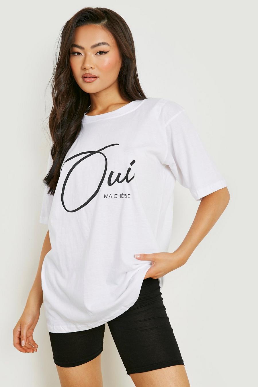 T-shirt con slogan Ma Cherie, Bianco image number 1