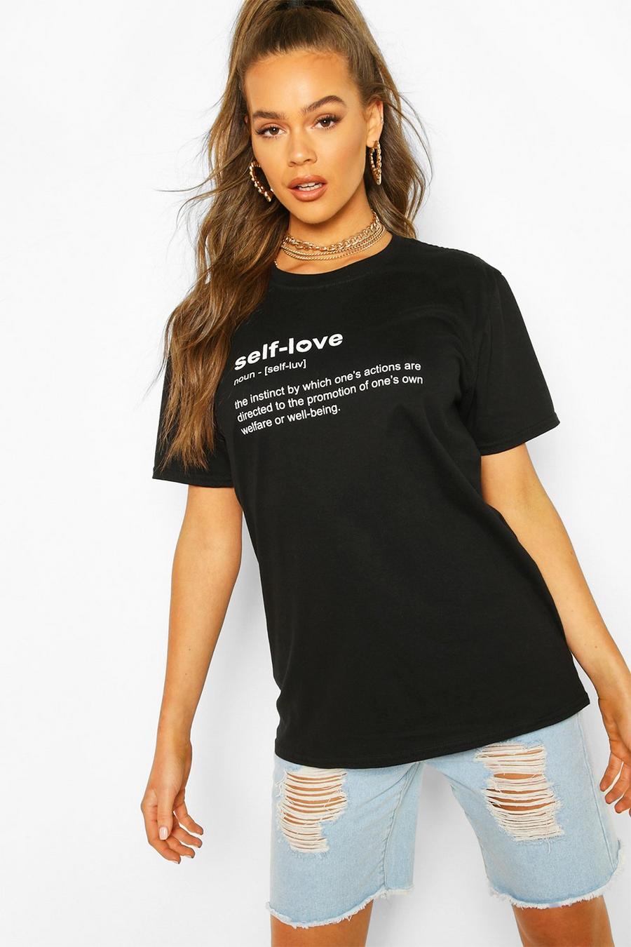 "Self Love" T-shirt med slogan image number 1