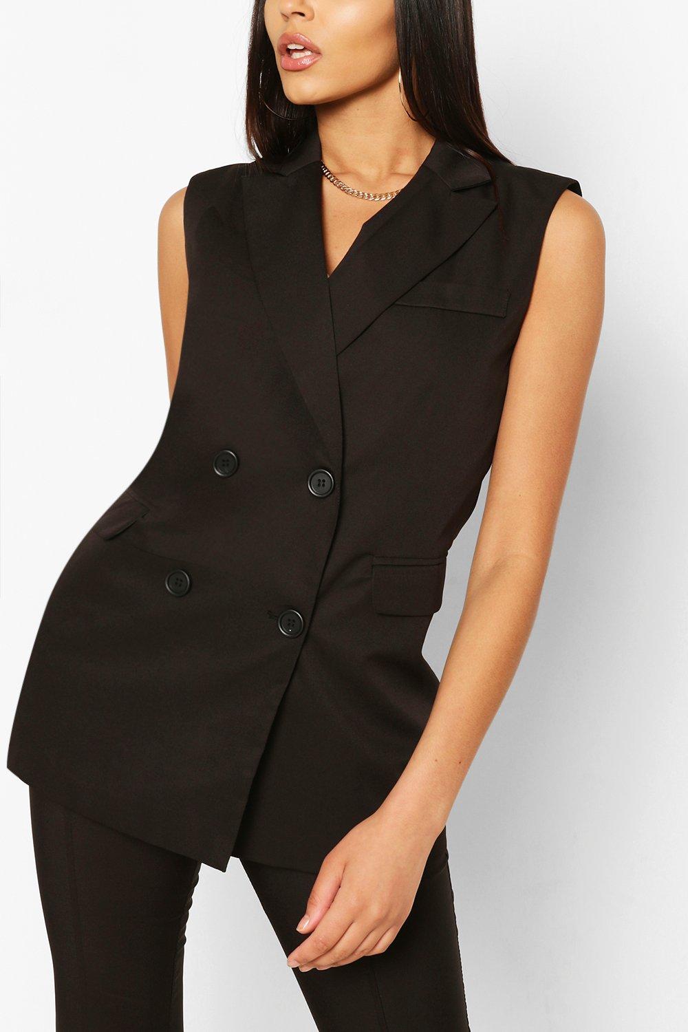 sleeveless double breasted blazer