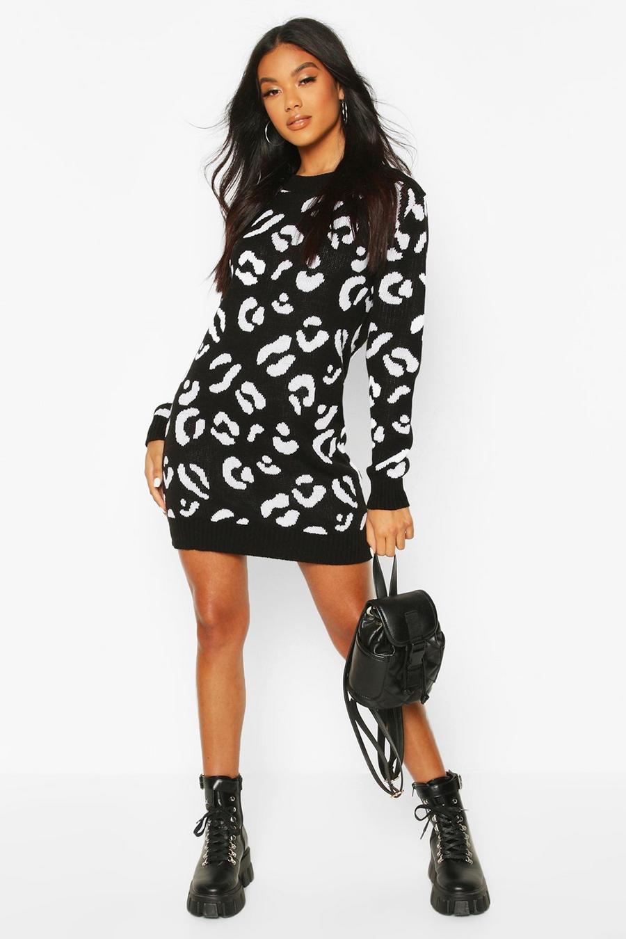 Leopard Knitted Sweater Dress image number 1