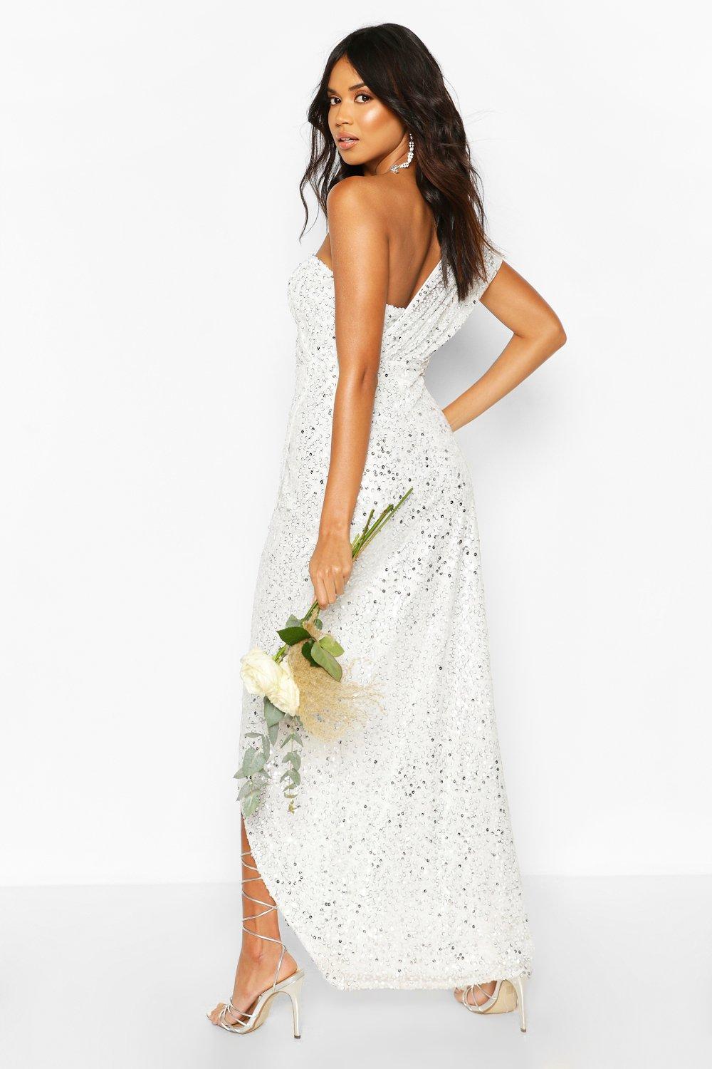 Boohoo white sequin outlet dress