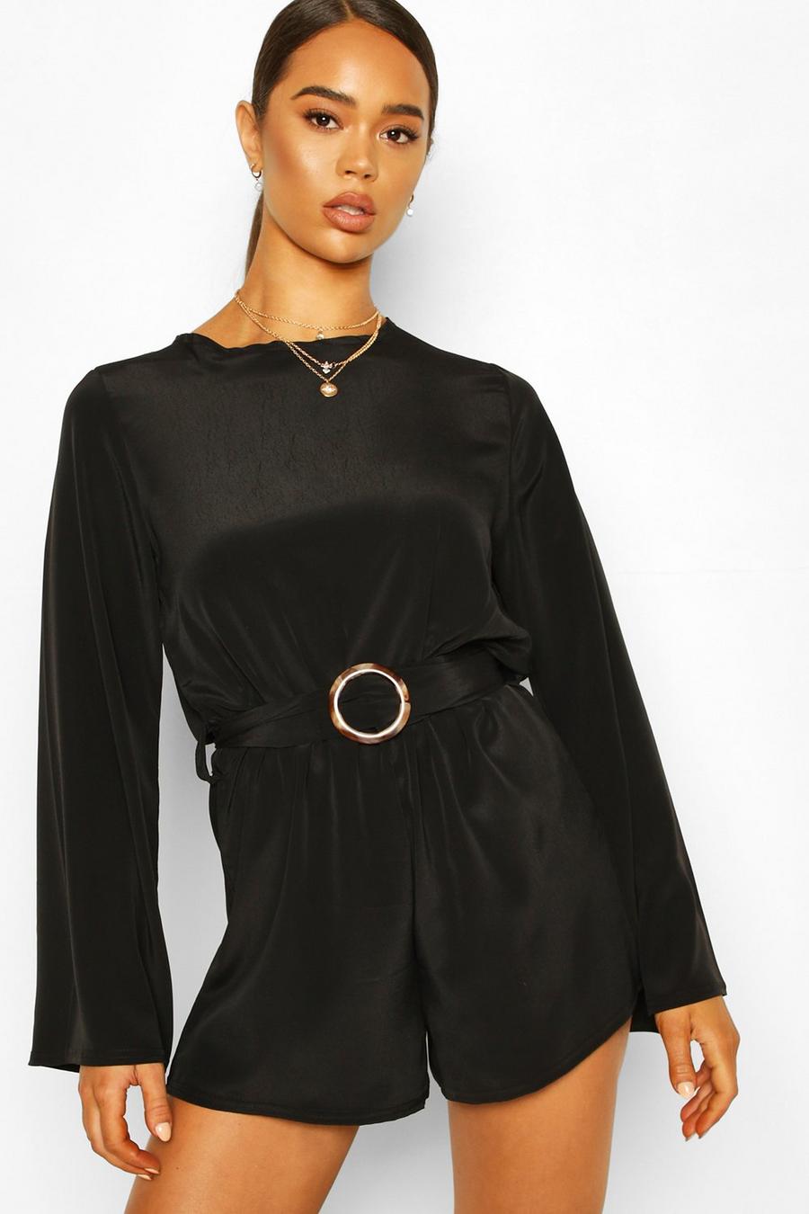 Buckle Detail Oversized Sleeve Woven Playsuit image number 1