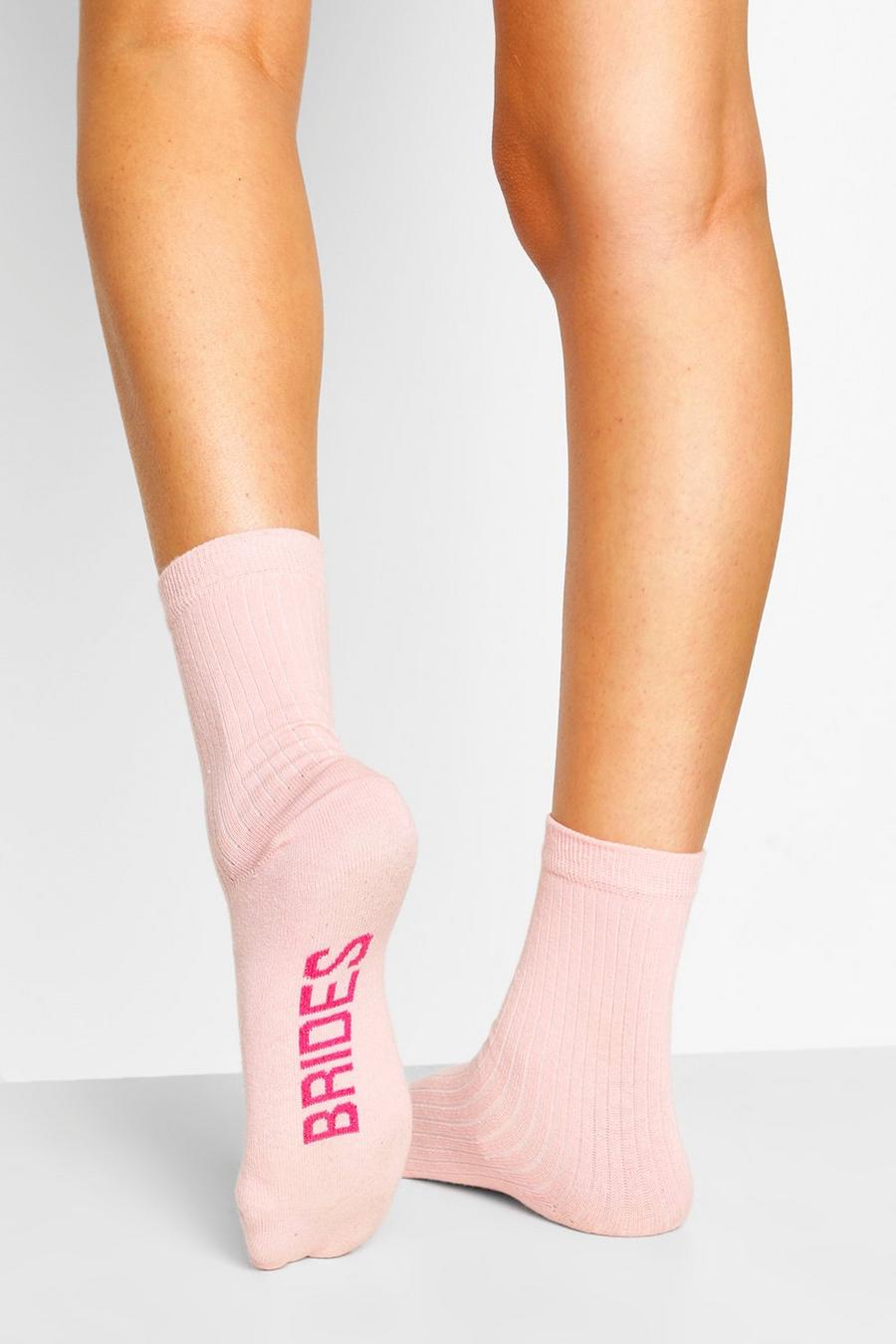 Pink Bridesmaid Ribbed Socks