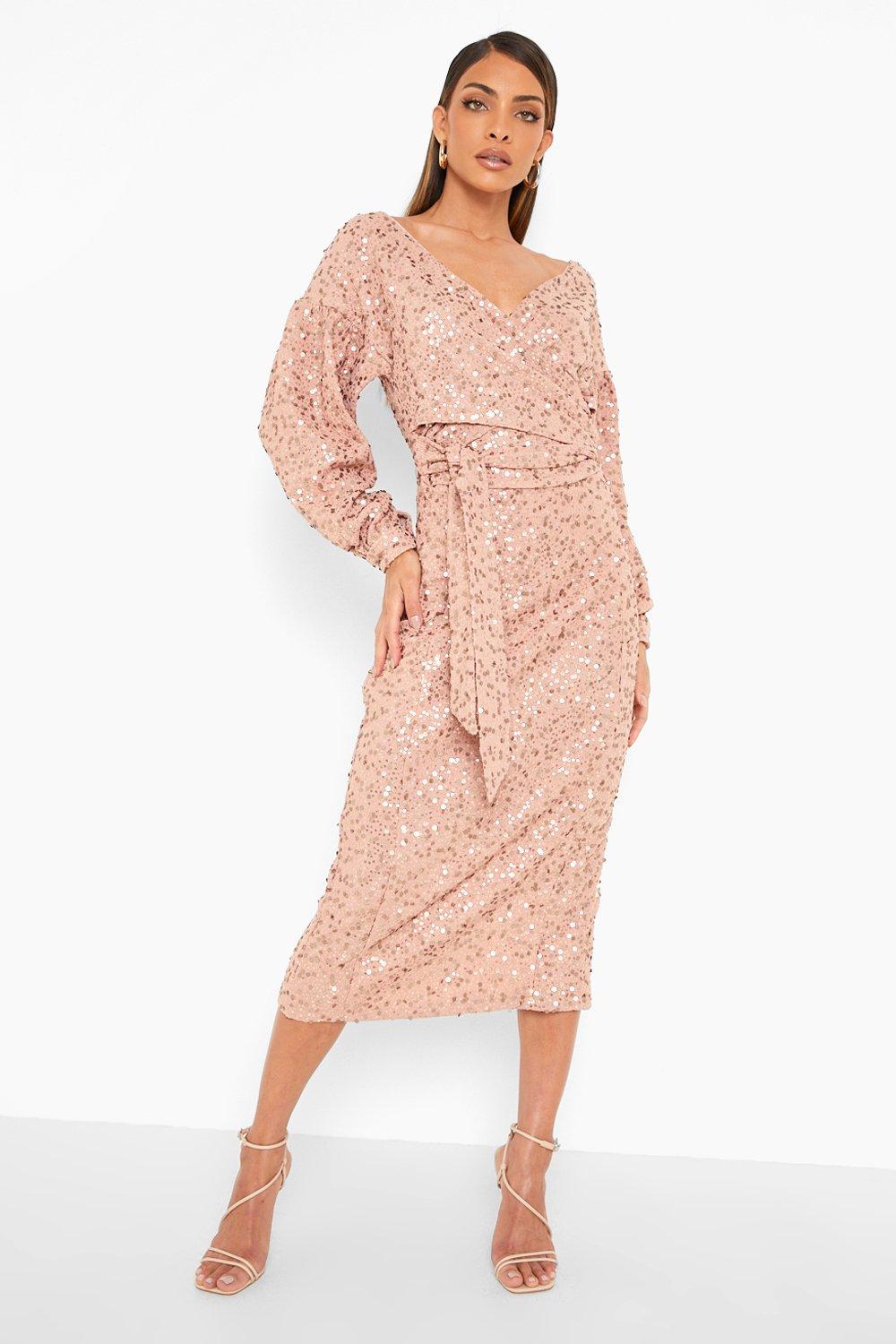 blush dress boohoo