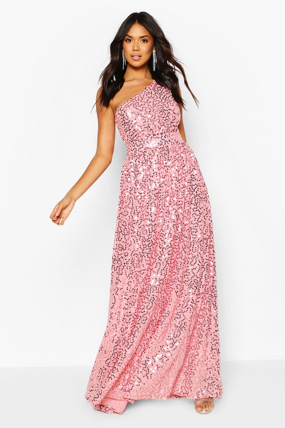 boohoo pink sequin dress
