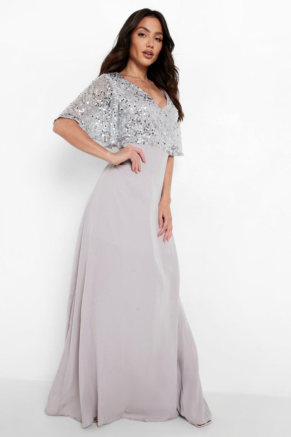 Bridesmaid Occasion Sequin Bodice Angel Maxi Dress boohoo