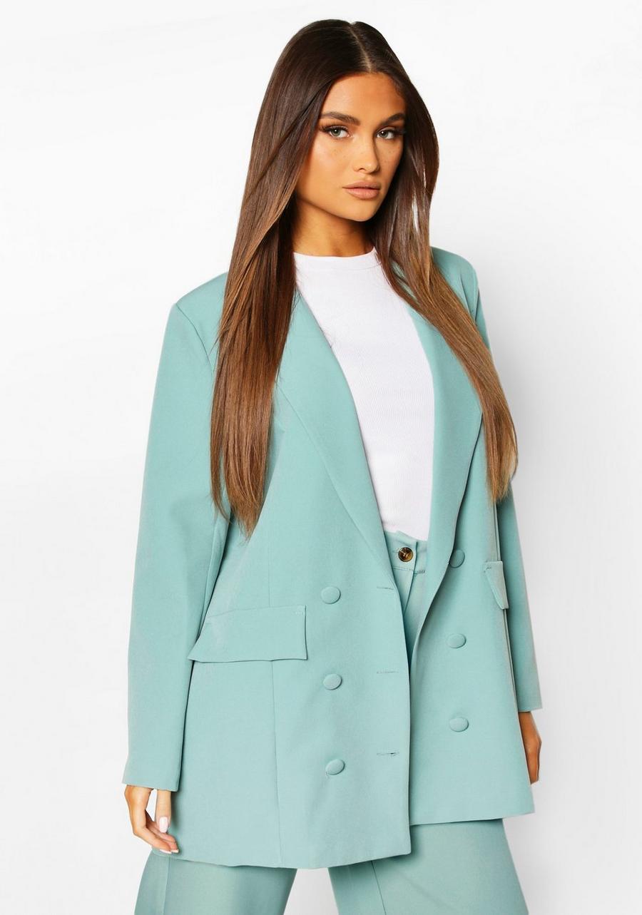 Mint Double Breasted Oversized Blazer image number 1