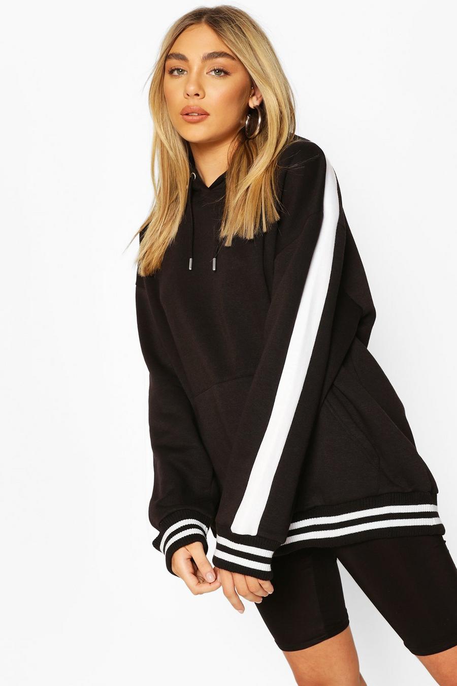 Oversize hoodie med sidopaneler och kontrastmuddar image number 1