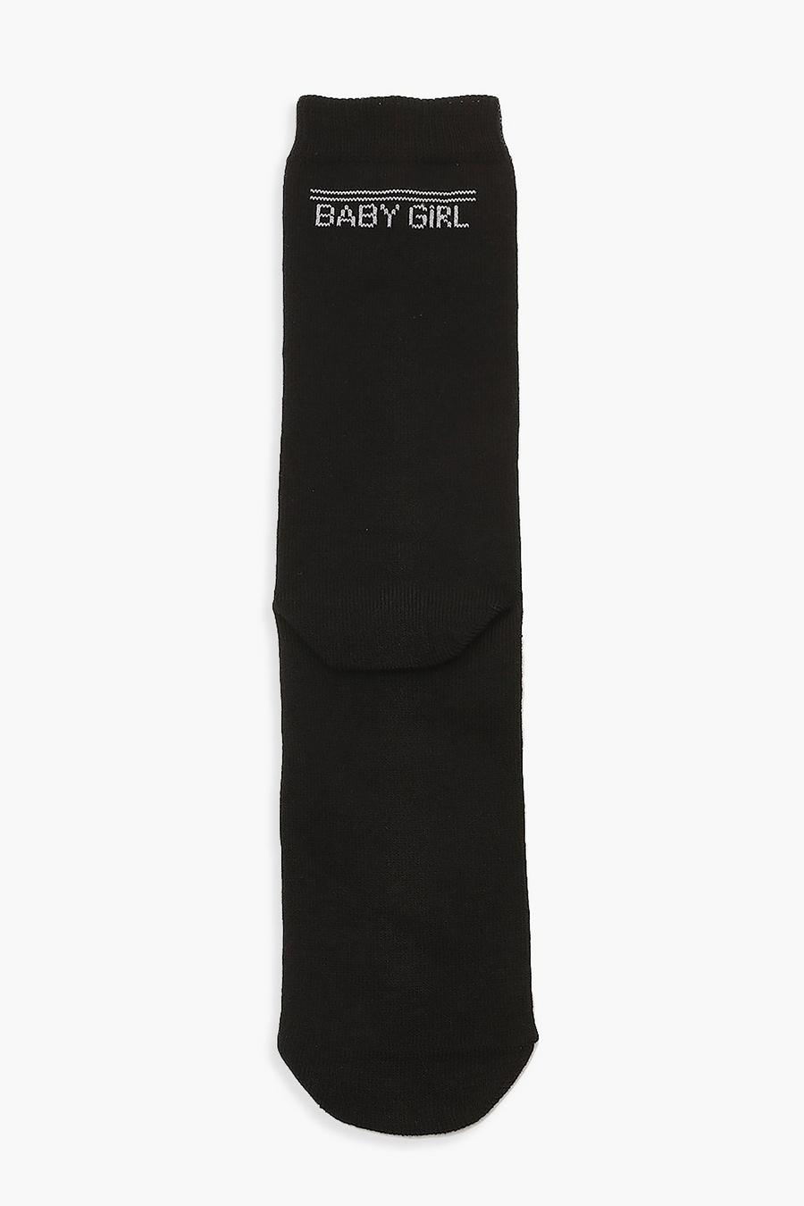 Black Baby Girl Slogan Socks image number 1