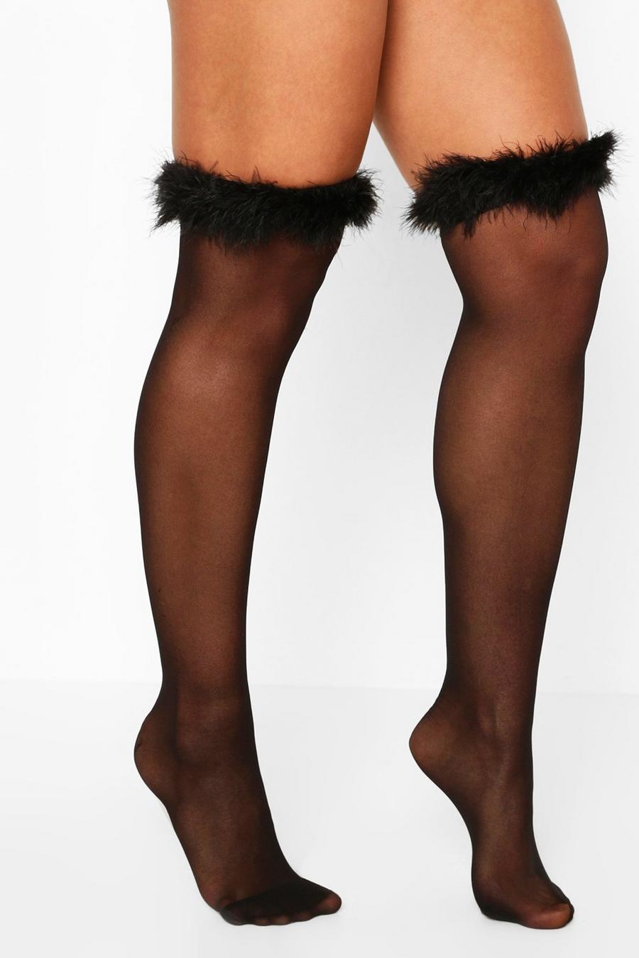 Faux Fur Trim Stockings image number 1
