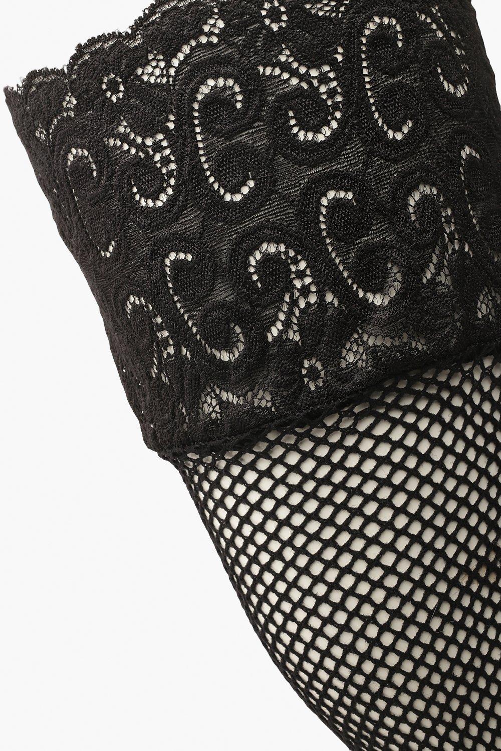 Lace top fishnet clearance stockings