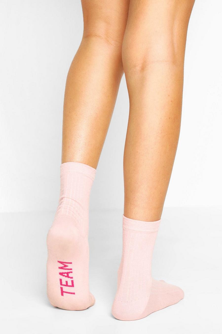 Gerippte Socken mit „Team Bride“-Slogan, Rosa pink