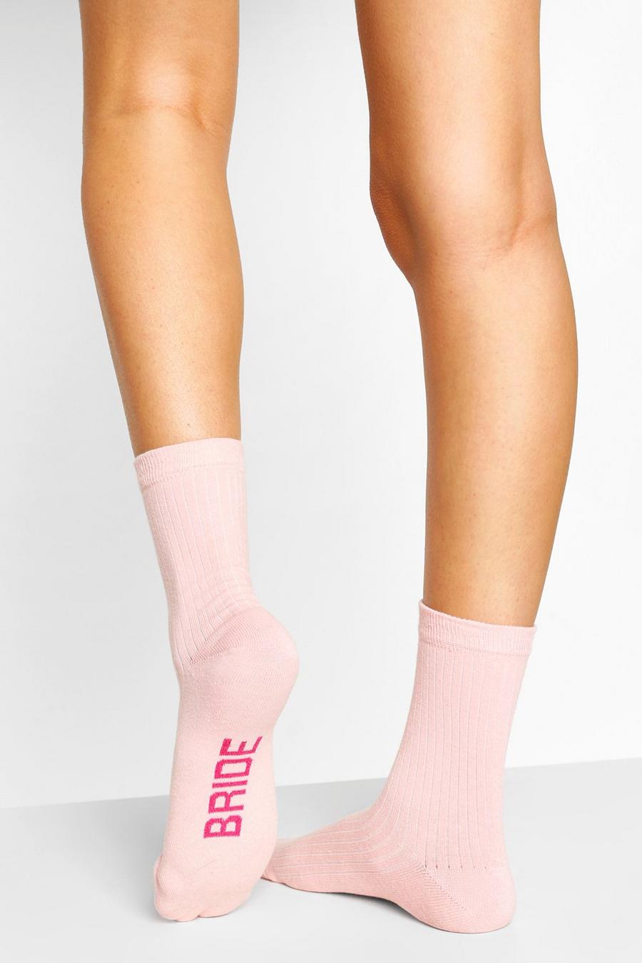 Pink rosa Bride To Be Ribbed Socks image number 1