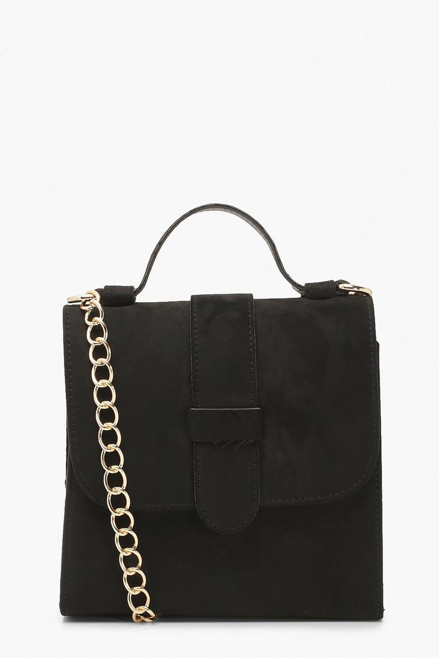 Black Suedette Tab Small Tote Bag image number 1