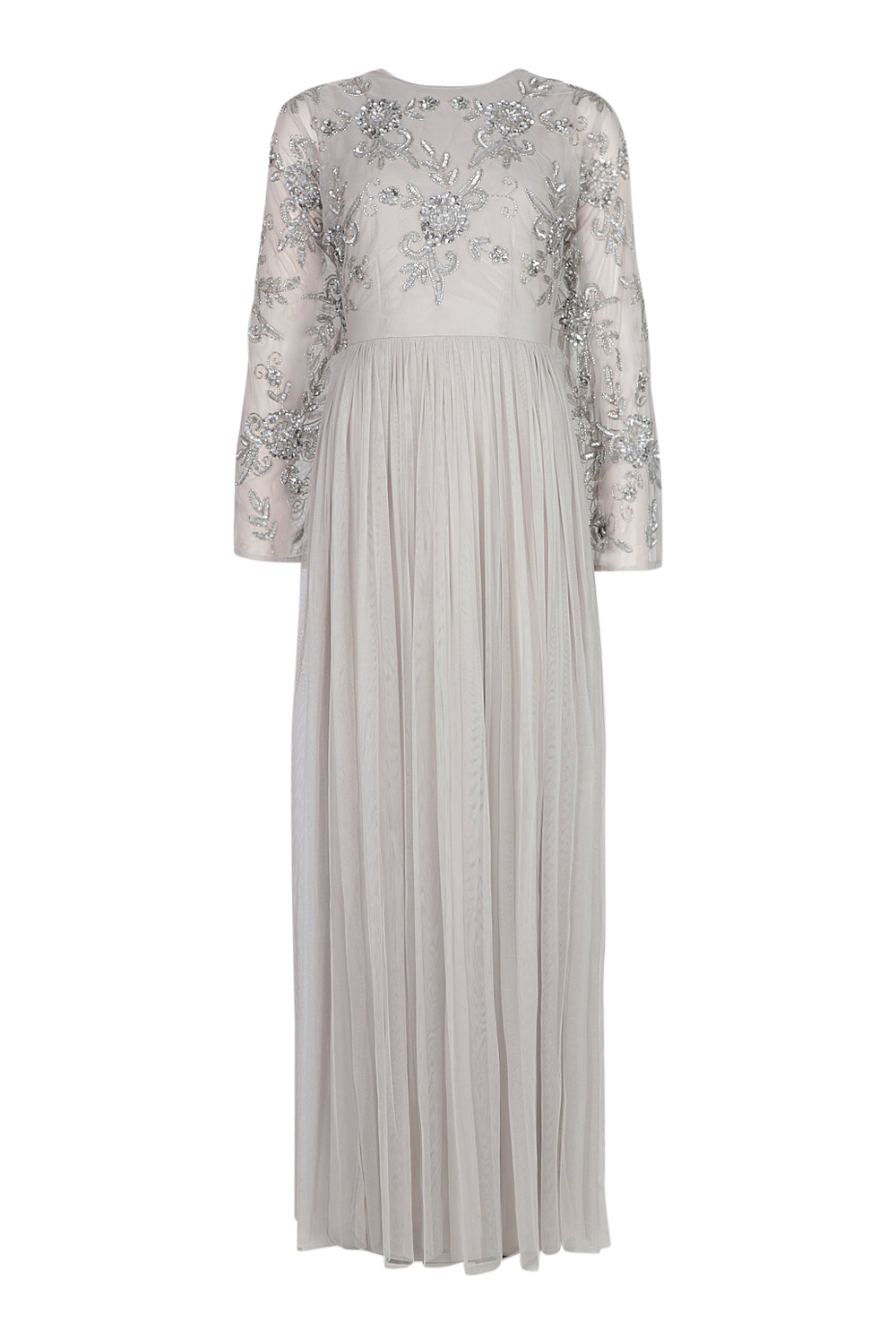 Bridesmaid Hand Embellished Long Sleeve Maxi Dress