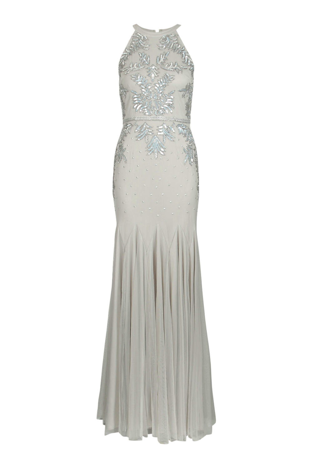 Bridesmaid Hand Embellished Halter Maxi Dress