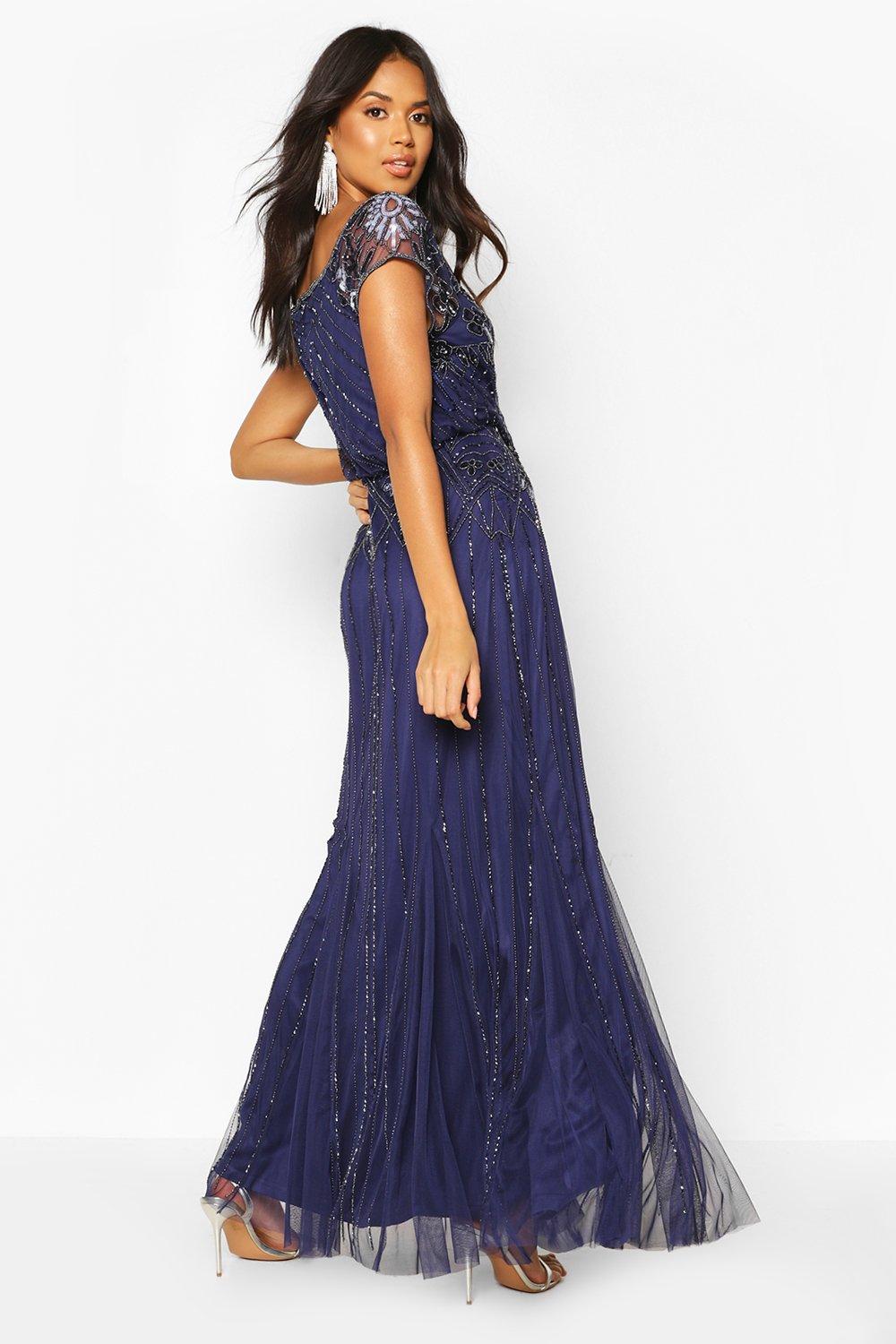 embellished maxi bridesmaid dress