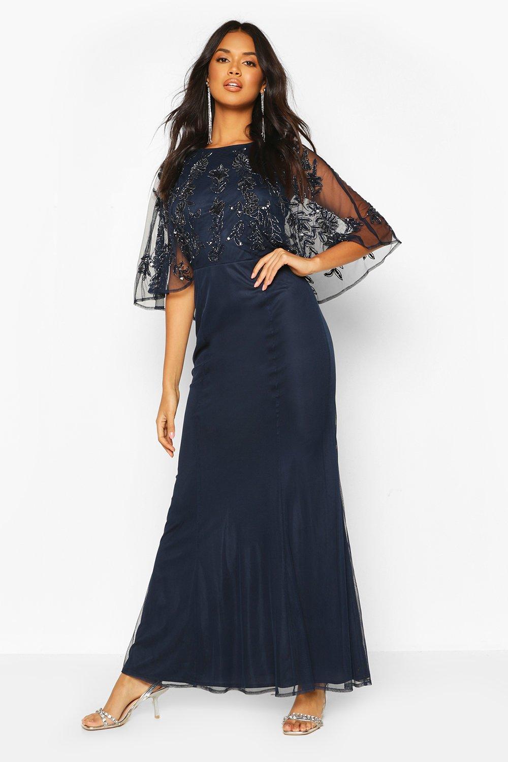 navy blue dress boohoo